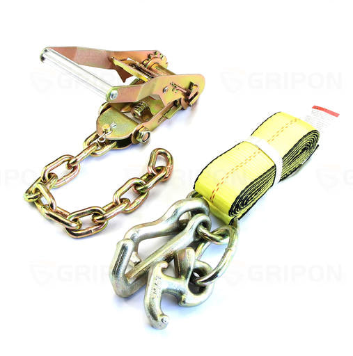5/16" G70 Chain Ratchet with 8' RTJ Cluster Hook Tie Down Set