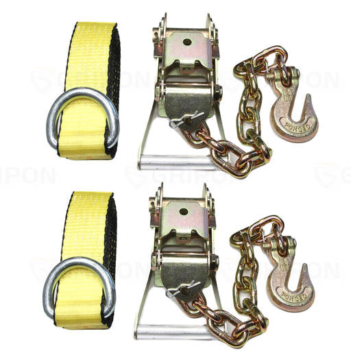 2 Ratchet Strap with Chain & Hooks